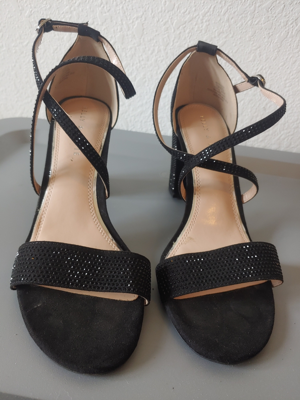 Women's Black Strappy Block Heel Sandals